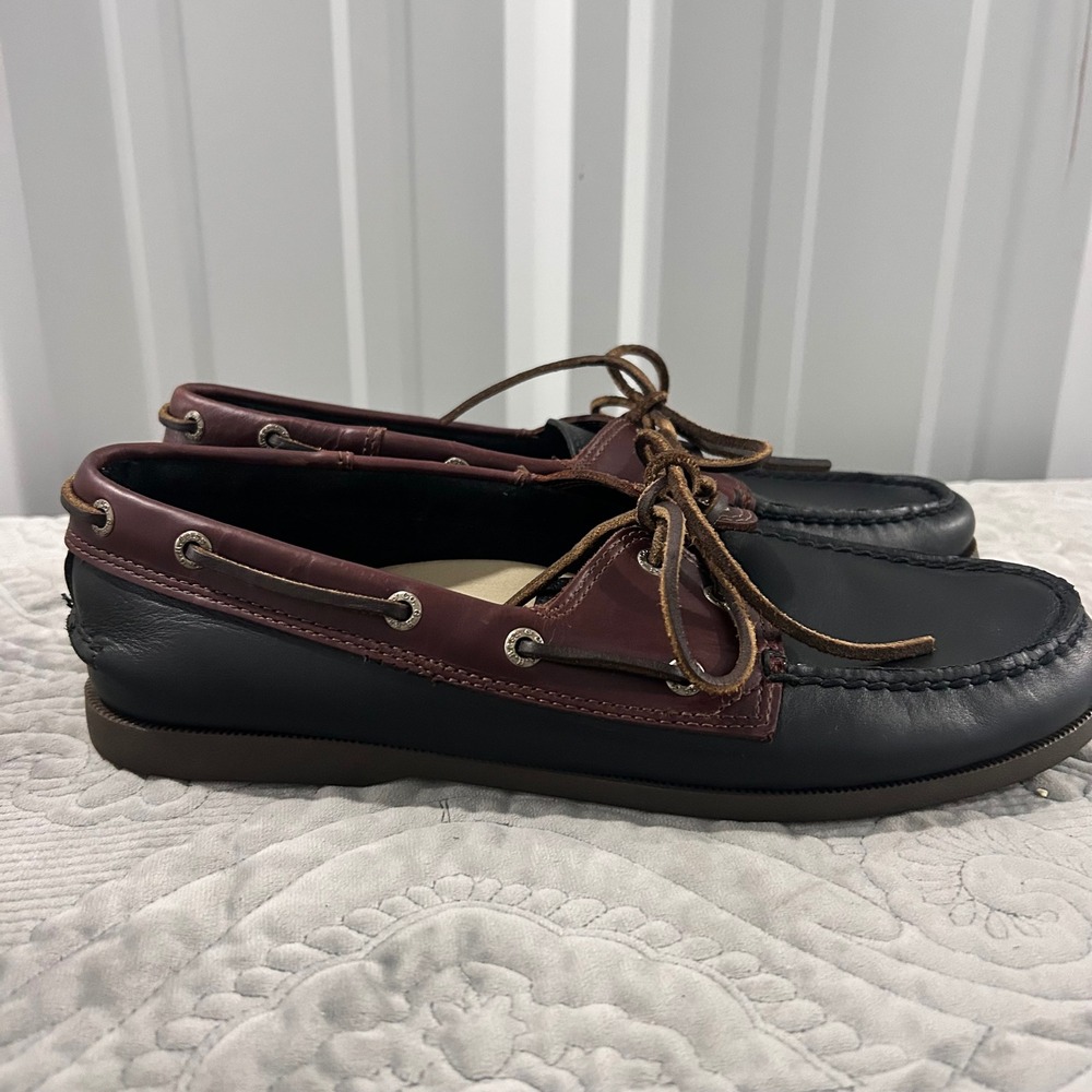 GH Bass Mens Leather Boat Shoes Burgundy Moc Toe Loafers Hampton Sz 11